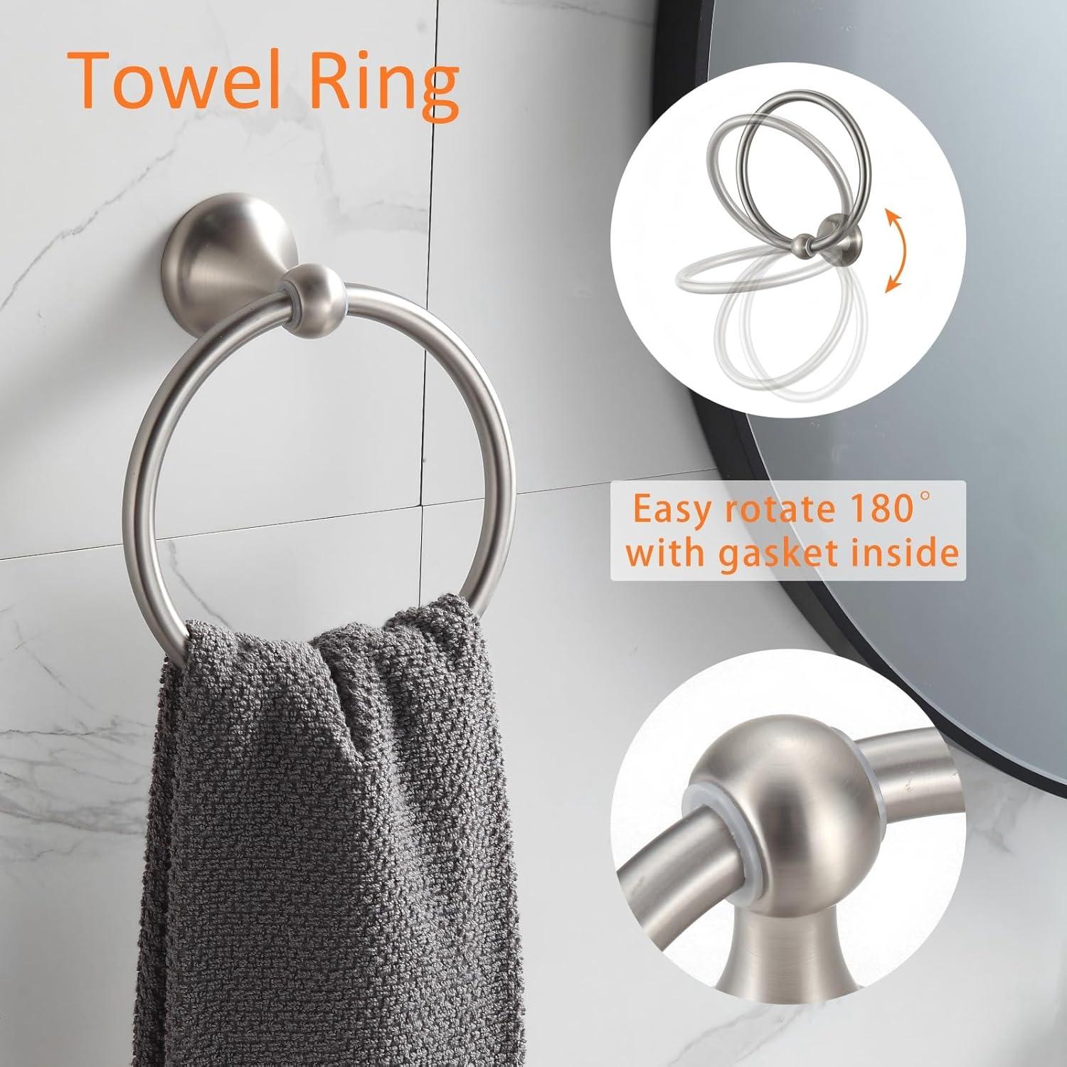 BGL Bathroom Hardware Set, Brushed Nickel Adjustable Expandable Towel Bar 4-Piece Bathroom Accessory Set Wall Mounted