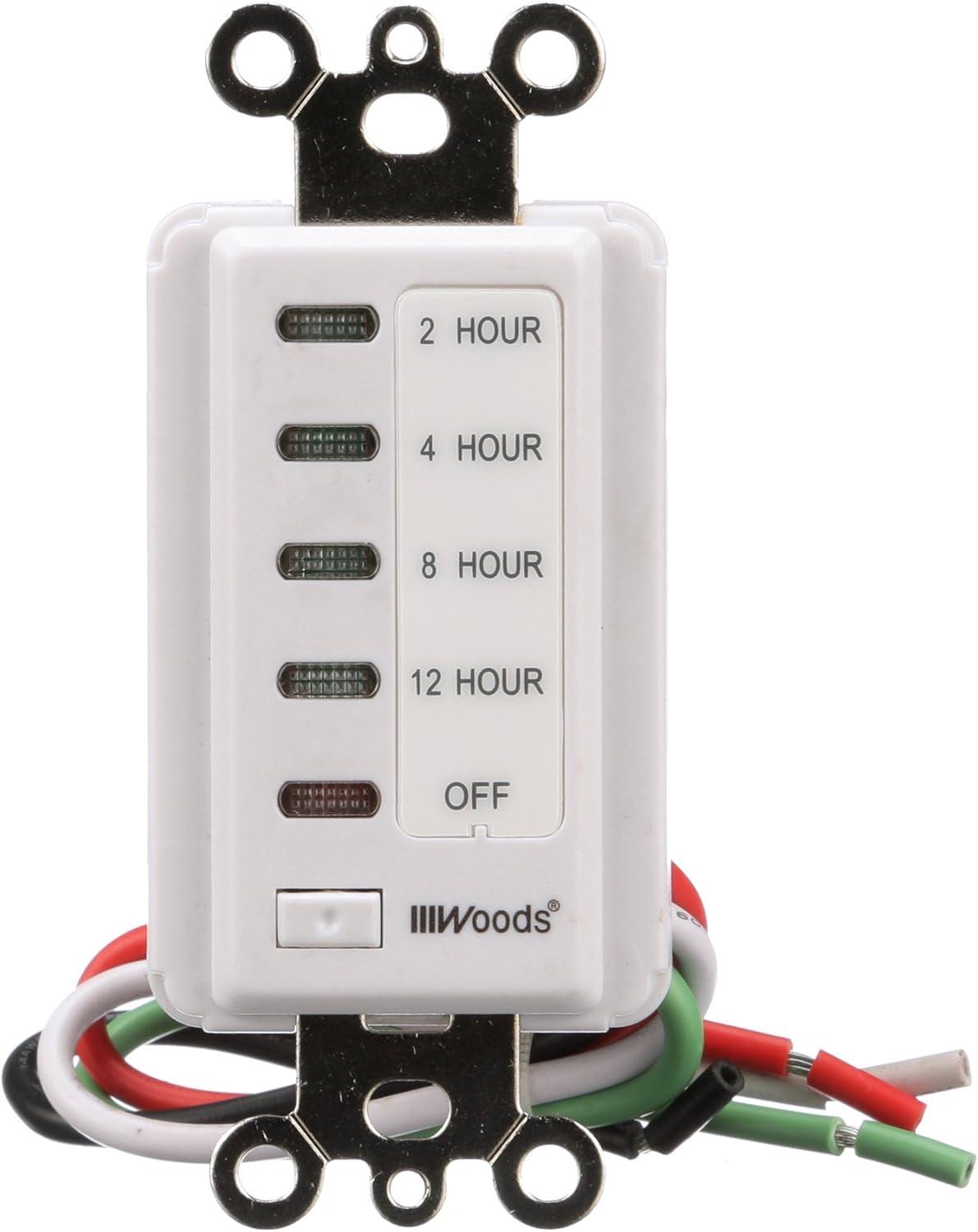 Woods 59014 In-Wall Switch Electronic Timer, 12 Hour, White