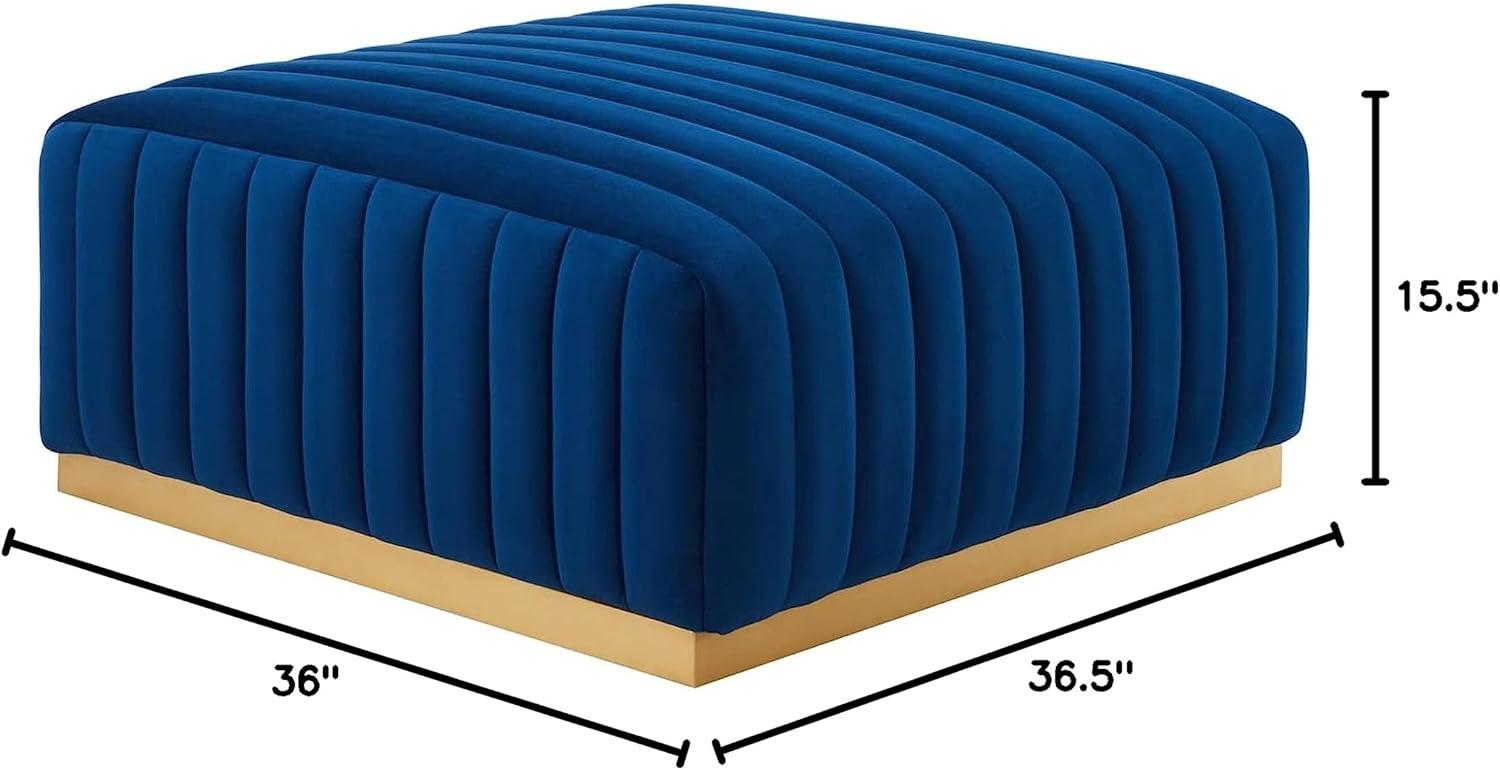 Modway Conjure Channel Tufted Performance Velvet Ottoman in Gold/Navy