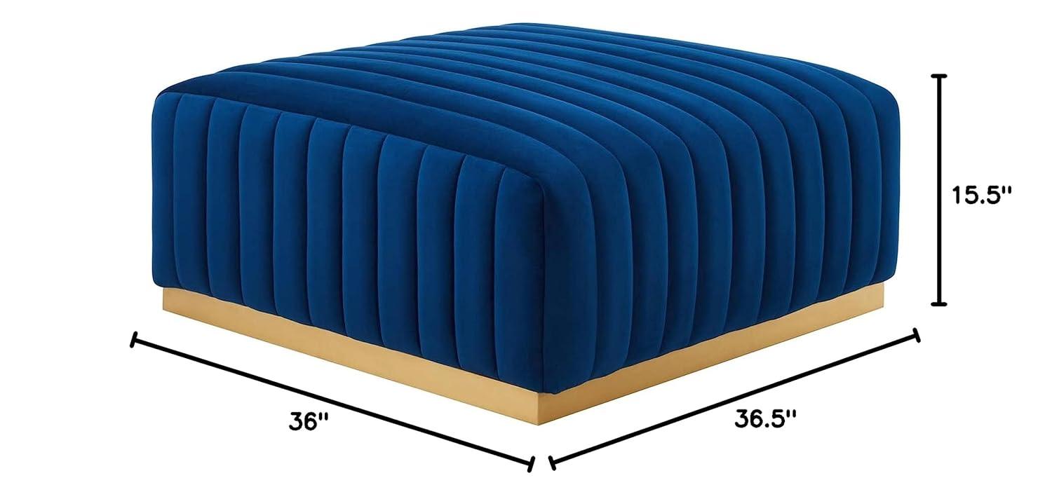 Modway Conjure Channel Tufted Performance Velvet Ottoman in Gold/Navy