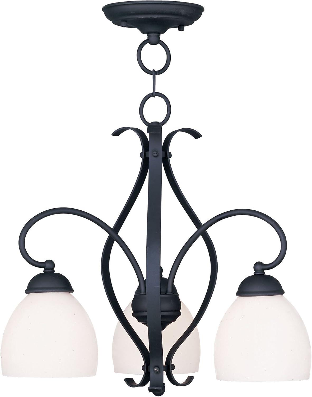 Black 3-Light Convertible Hanging Lantern with Hand Blown Satin White Glass