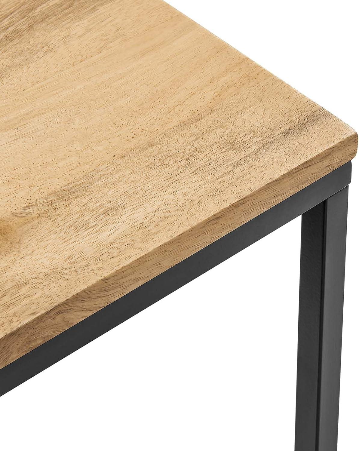 Zora Square Wood and Metal Side Table in Oak