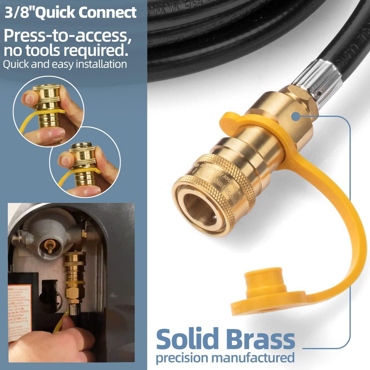 Uscover 12ft Propane Hose with Regulator -3/8 Quick Connect Disconnect and QCC1 Replacement for Mr. Heater Big Buddy Heater , Type 1 Connection x Quick Connect Fittings