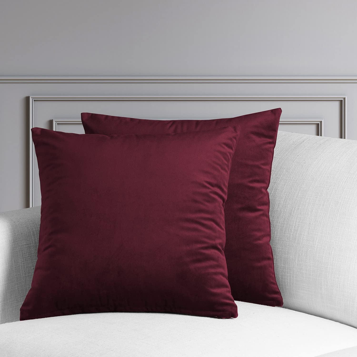 Dark Merlot Velvet 18'' Euro Cushion Covers Set