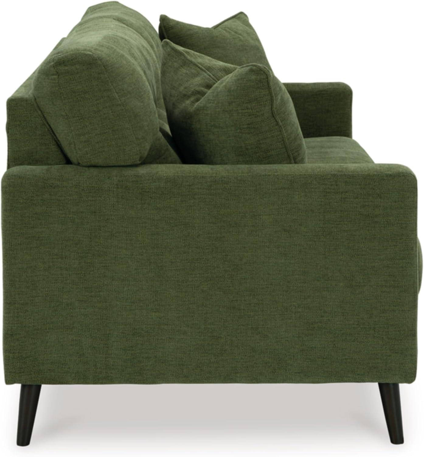 Green Tufted Fabric Stationary Sofa with Pillow Back