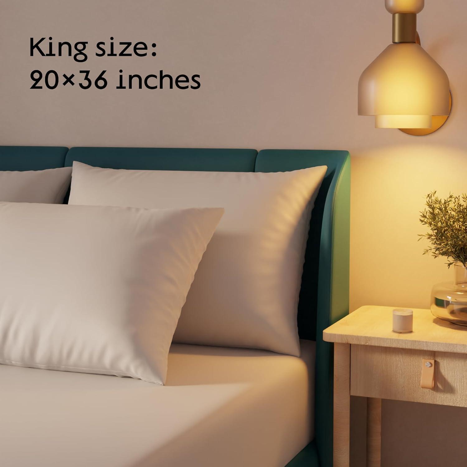 Niagara 4 Pack Waterproof Pillow Protectors King 20x36 Inches Smooth Zipper Premium Encasement Covers Quiet Cases Set White