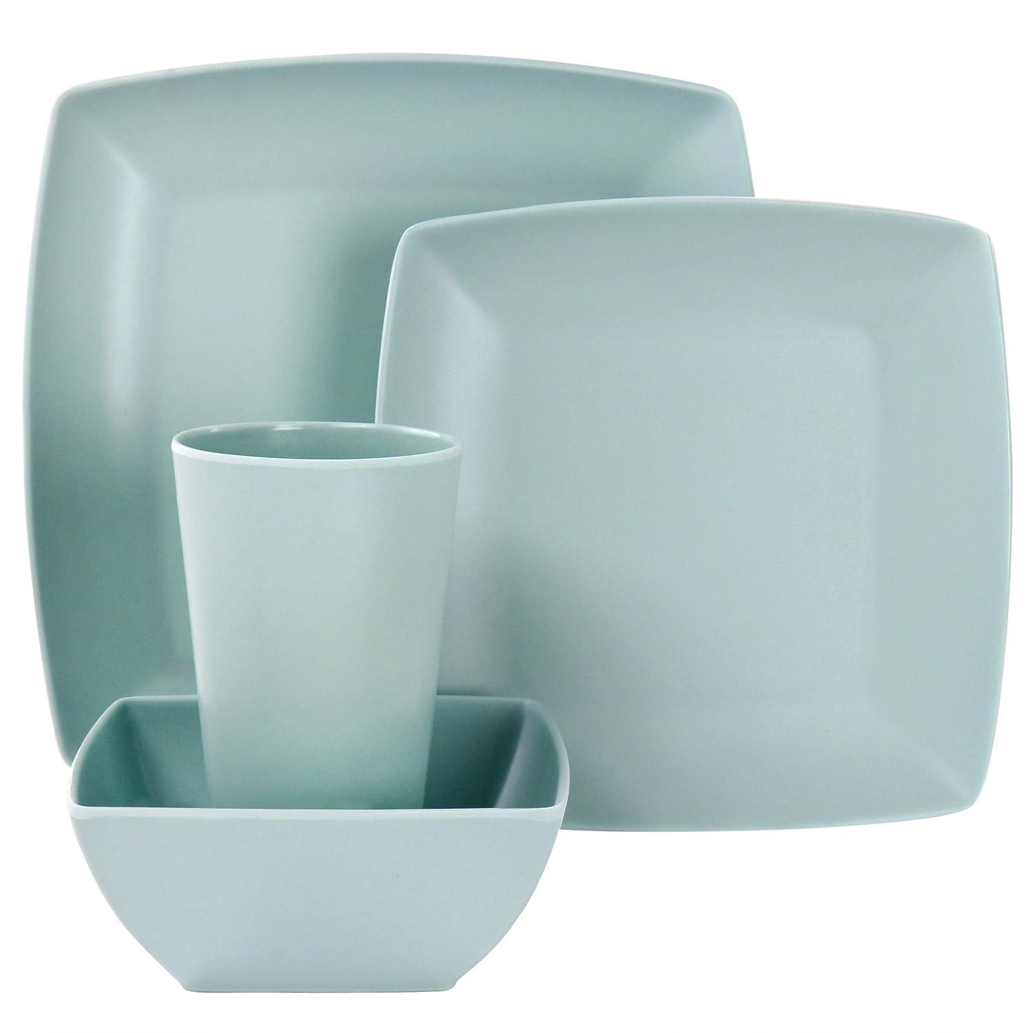 Gibson Home Gibson Home Grayson Melamine 16 Piece Square Dinnerware Set In Mint