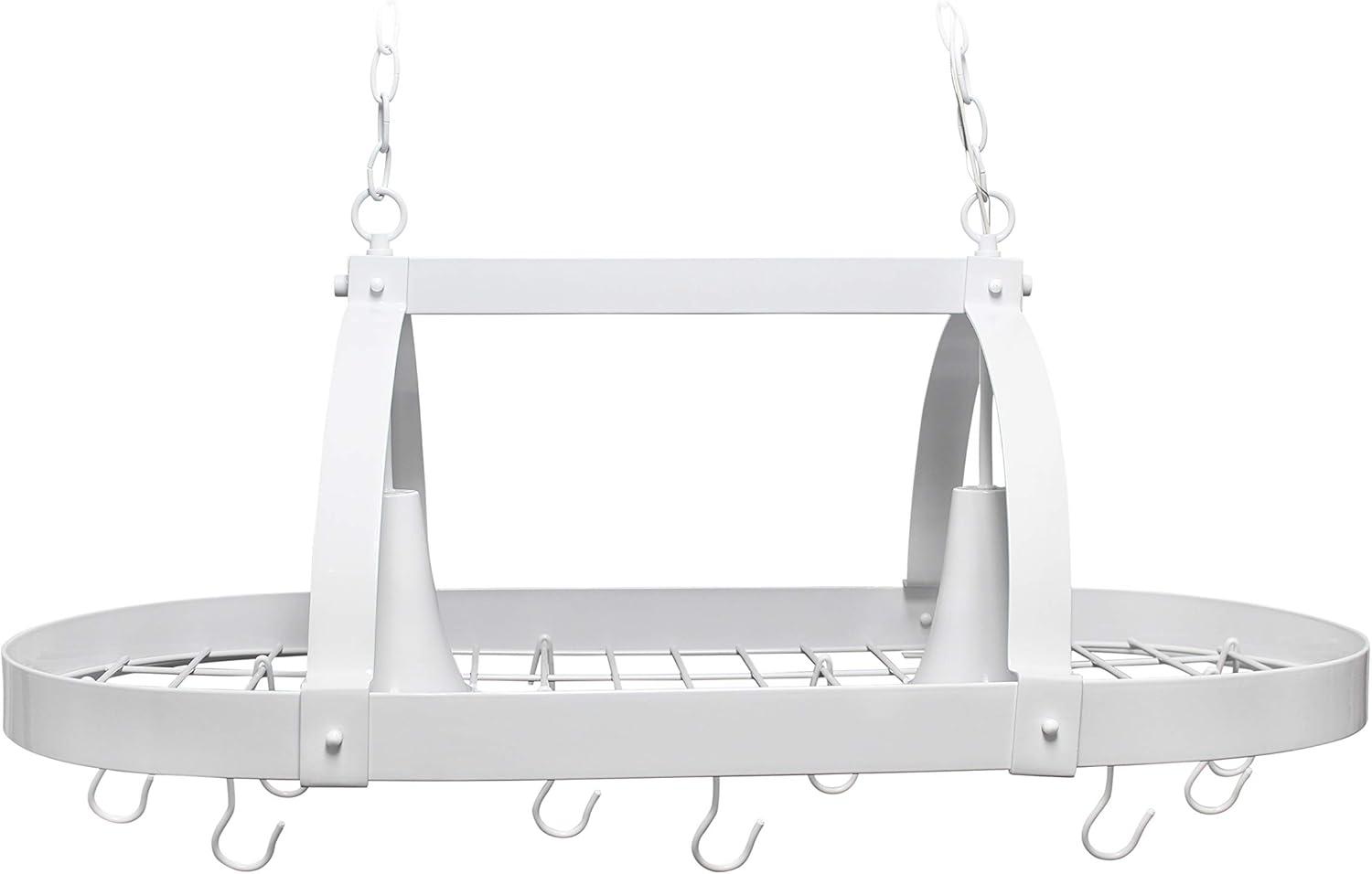 Elegant Designs 2-Light Kitchen Pot Rack with Downlights White