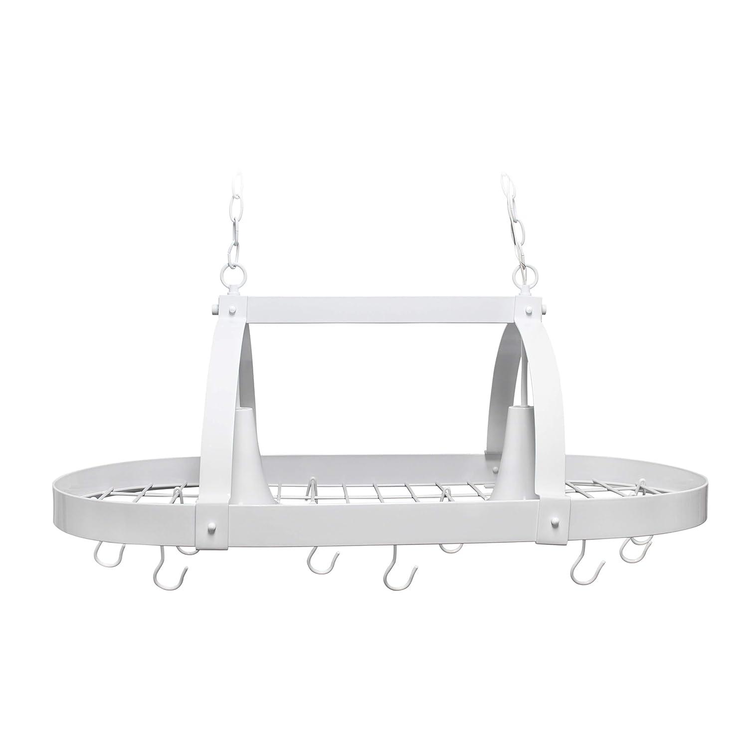 Elegant Designs 2-Light Kitchen Pot Rack with Downlights White