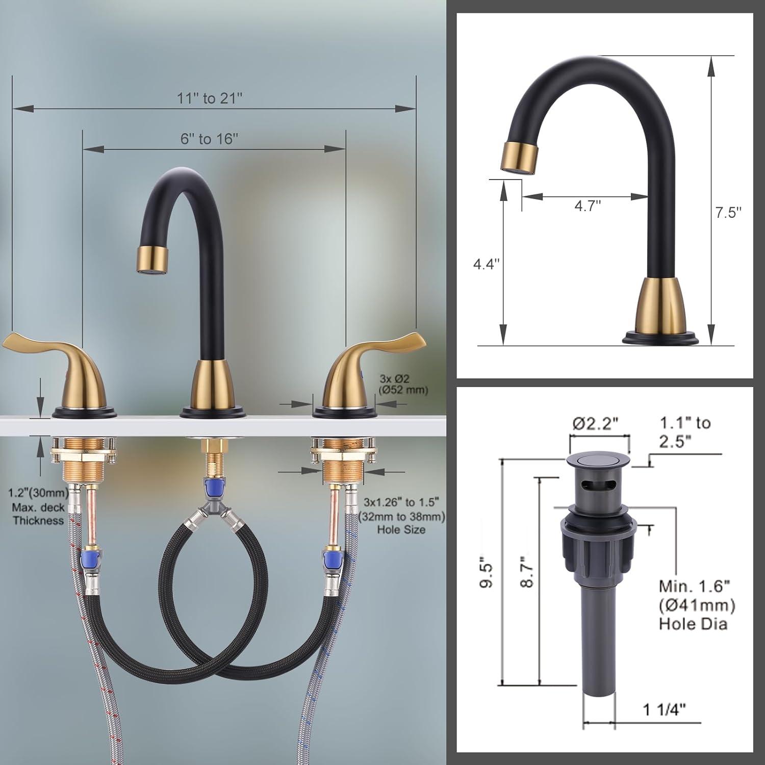 Widespread 2-handle Bathroom Faucet with Drain Assembly