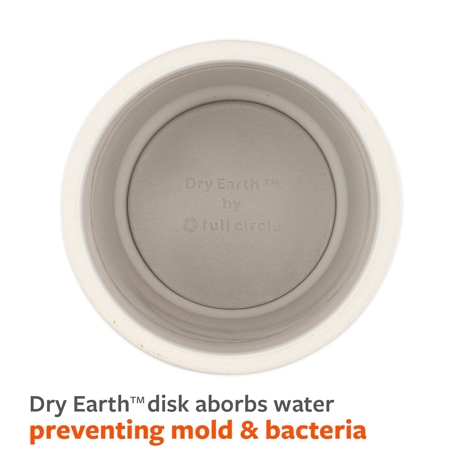 Full Circle Scrub Queen Toilet Brush with Replaceable Head - Ceramic Base with Dry Earth Absorbent Disk