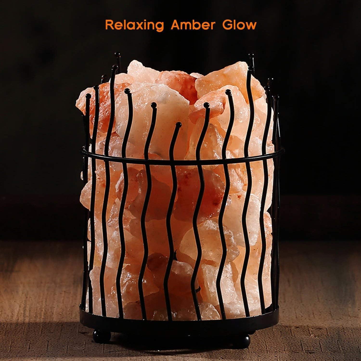 7.8 in. Ionic Crystal Salt Pillar and Natural Amber Glow Table Lamp, (Pack of 2)