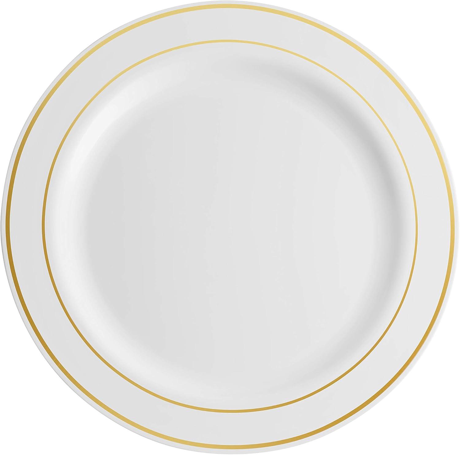 Gold Rim Plastic Plates Party Supplies Kit for 50 Guests