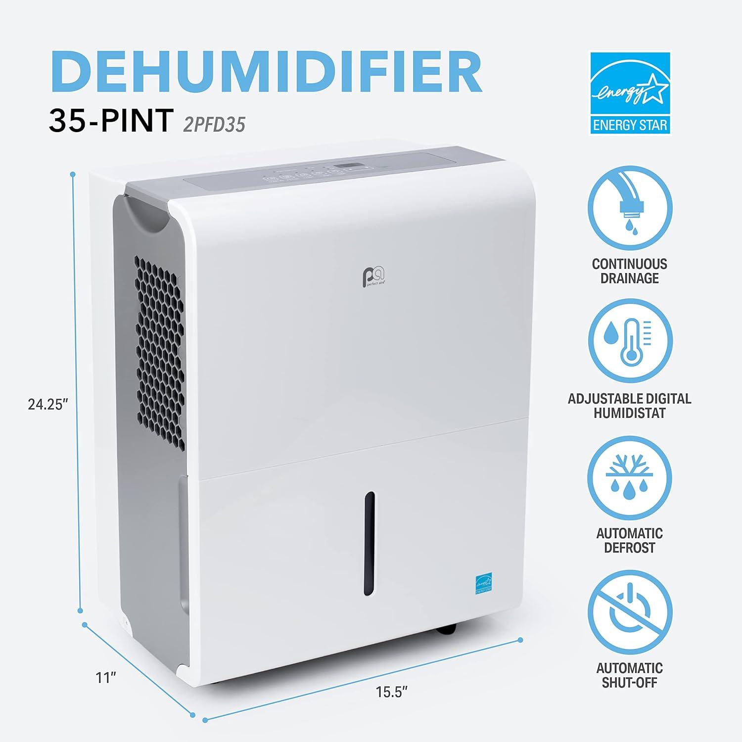 Perfect Aire 2PFD35 592 sq. ft. 35 pt. Dehumidifier