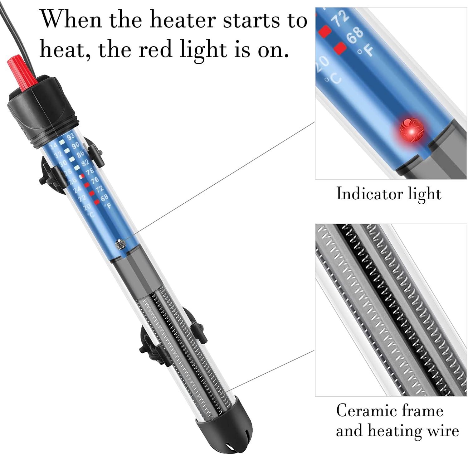 Adjustable 100W Submersible Glass Aquarium Heater with Thermometer