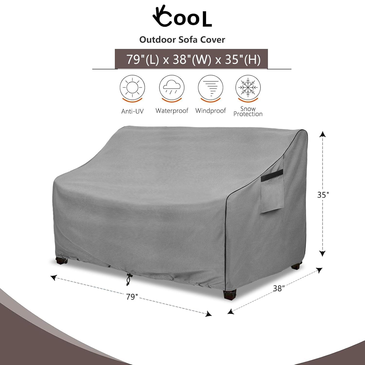 Outdoor Patio Furniture Covers Waterproof ,Durable 3-Seater Sofa Cover Fits up to 79W x 38D x 35H inches