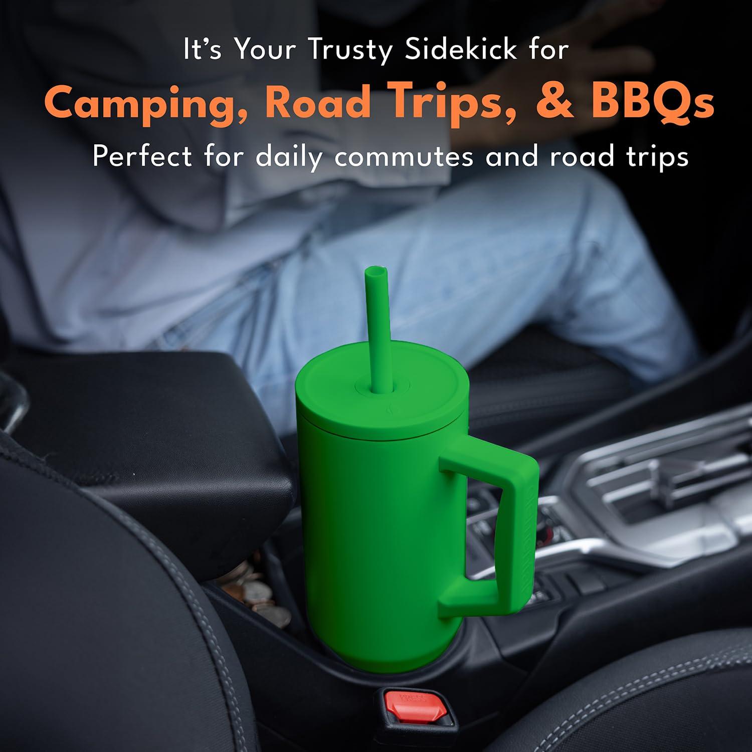 Elemental Commuter 40 oz Tumbler with Handle and Straw Lid | Travel Coffee Mug Spill Resistant | Insulated Cup Stainless Steel Tumblers for Water, Smoothies, Milkshake and More | Green