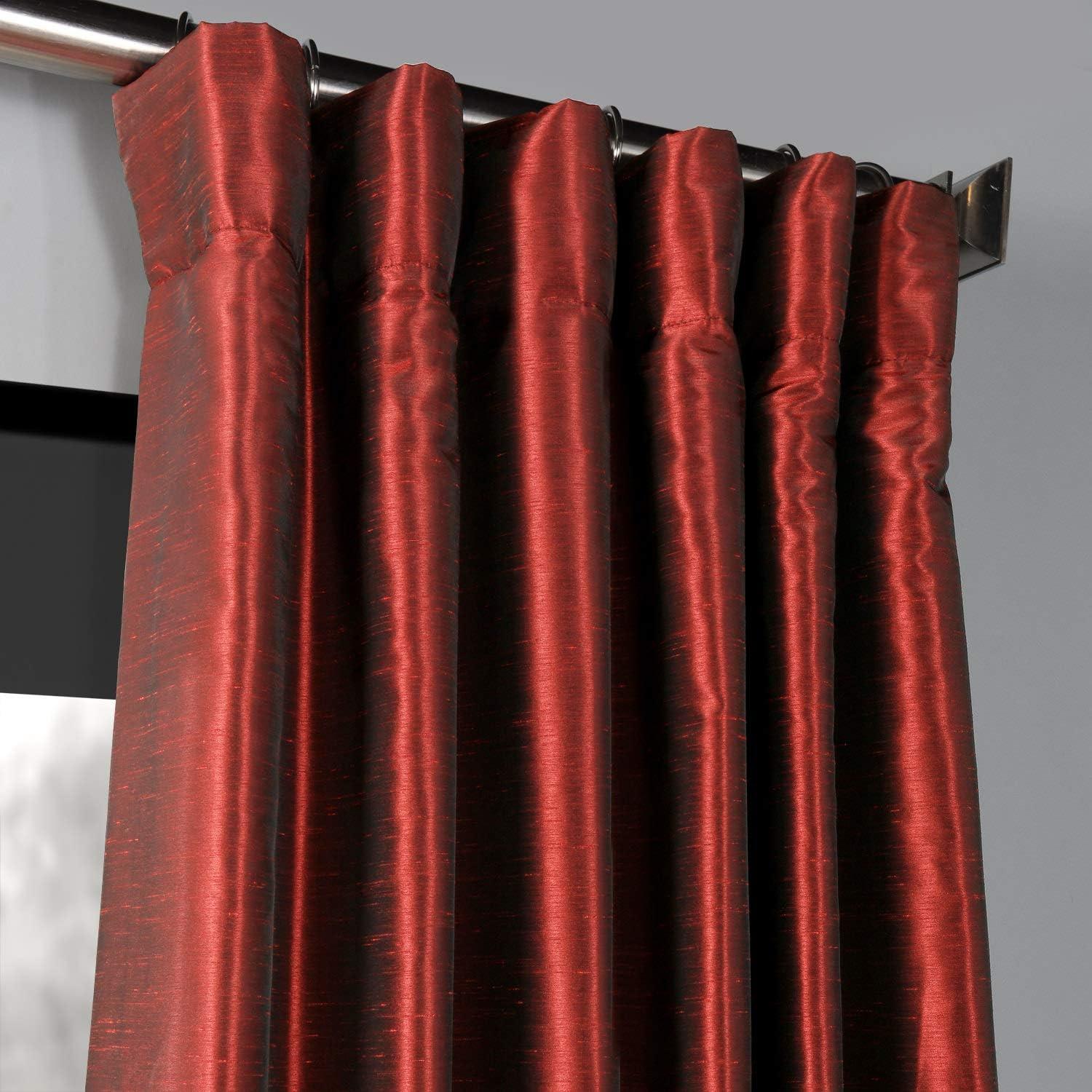HPD Half Price Drapes Faux Silk Blackout Curtains for Room Decor Vintage Textured (1 Panel), PDCH-KBS5BO-84, Ruby 50 in x 84 in