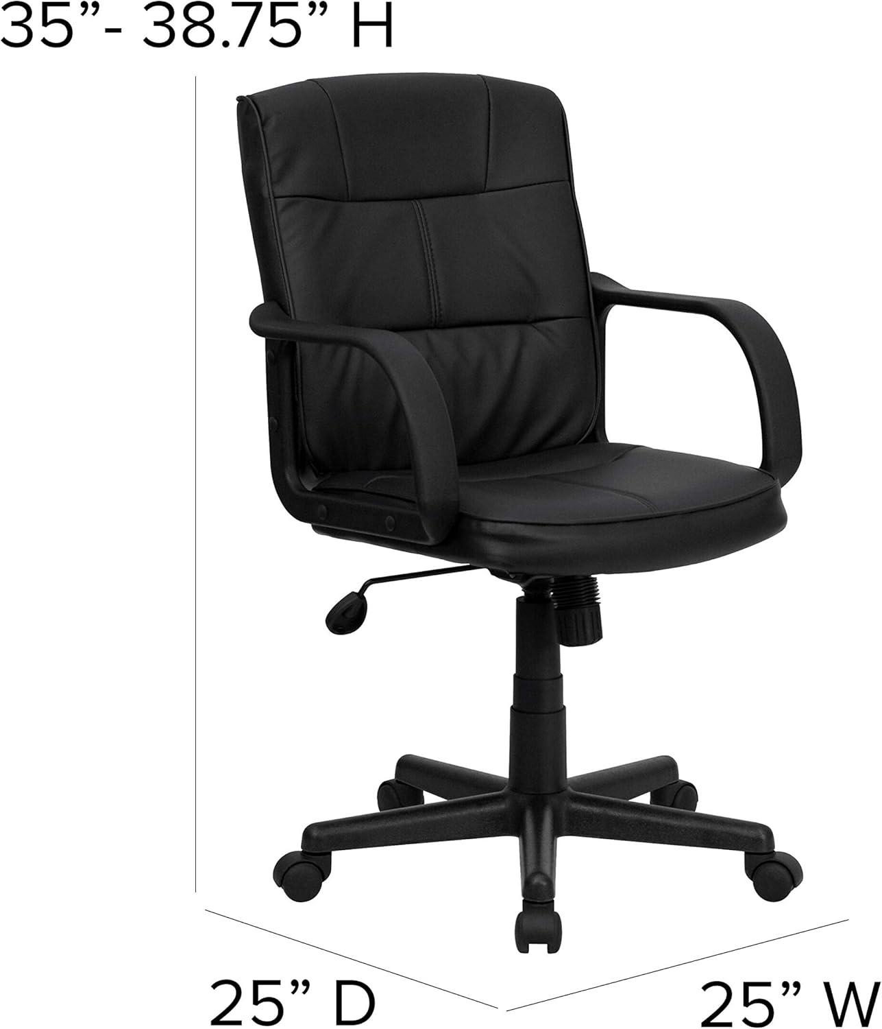 CintBllTer -Back Black LeatherSoft Swivel Task Office Chair with Arms