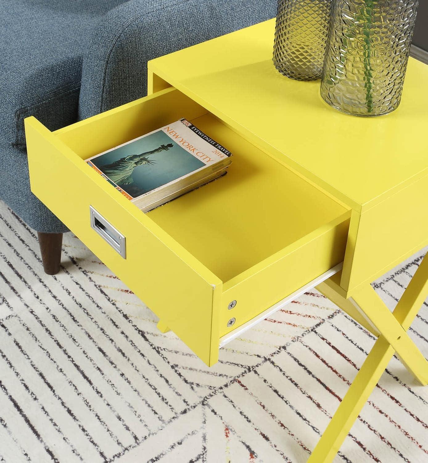 Convenience Concepts Designs2Go Landon 1 Drawer End Table, Yellow