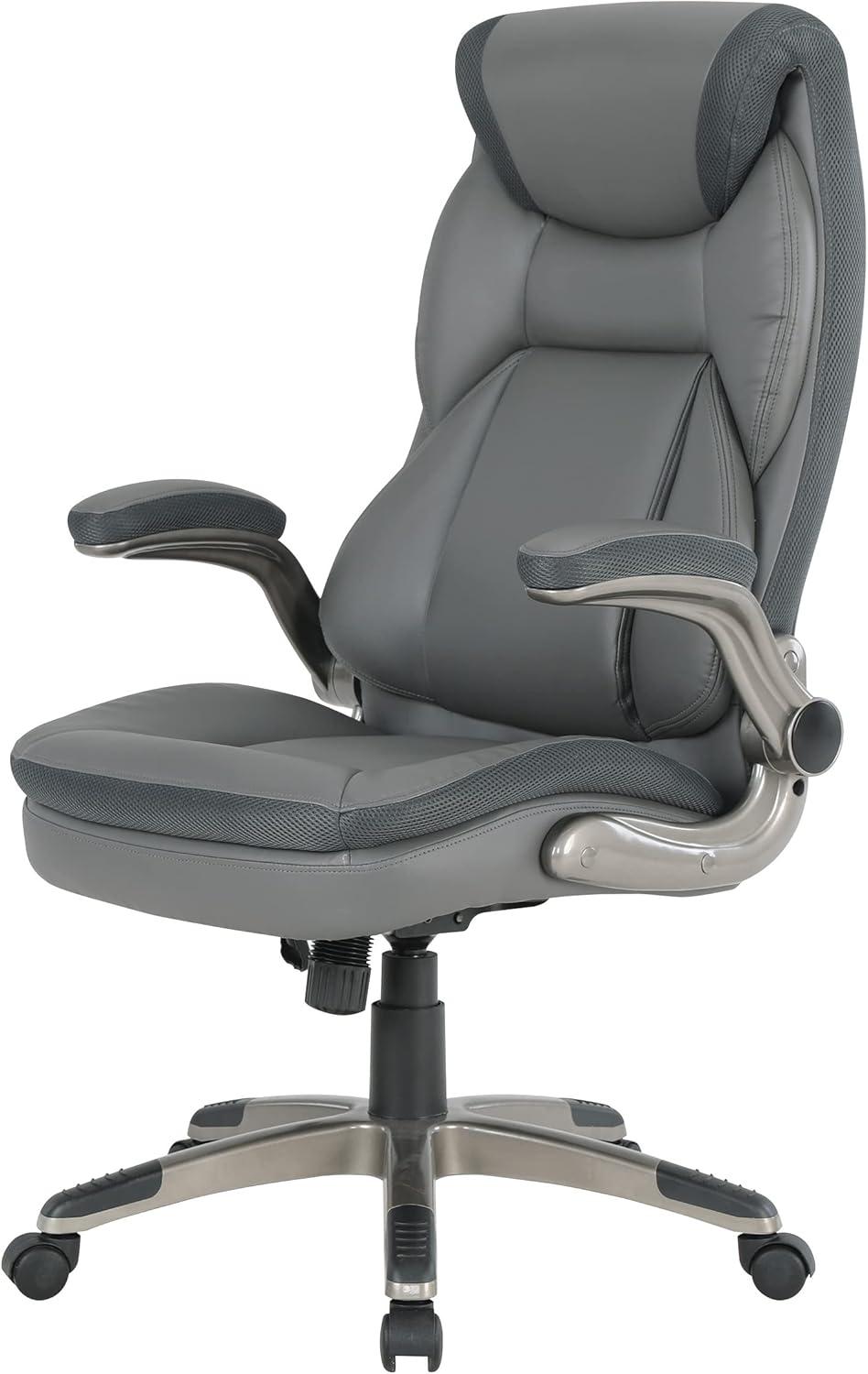 Executive Charcoal Bonded Leather Chair with Titanium Coated Nylon Base