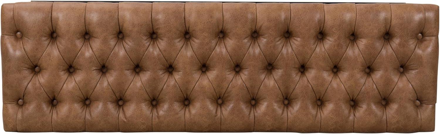 52.25" Draper Large Decorative Bench with Button Tufting Light Brown Faux Leather - HomePop