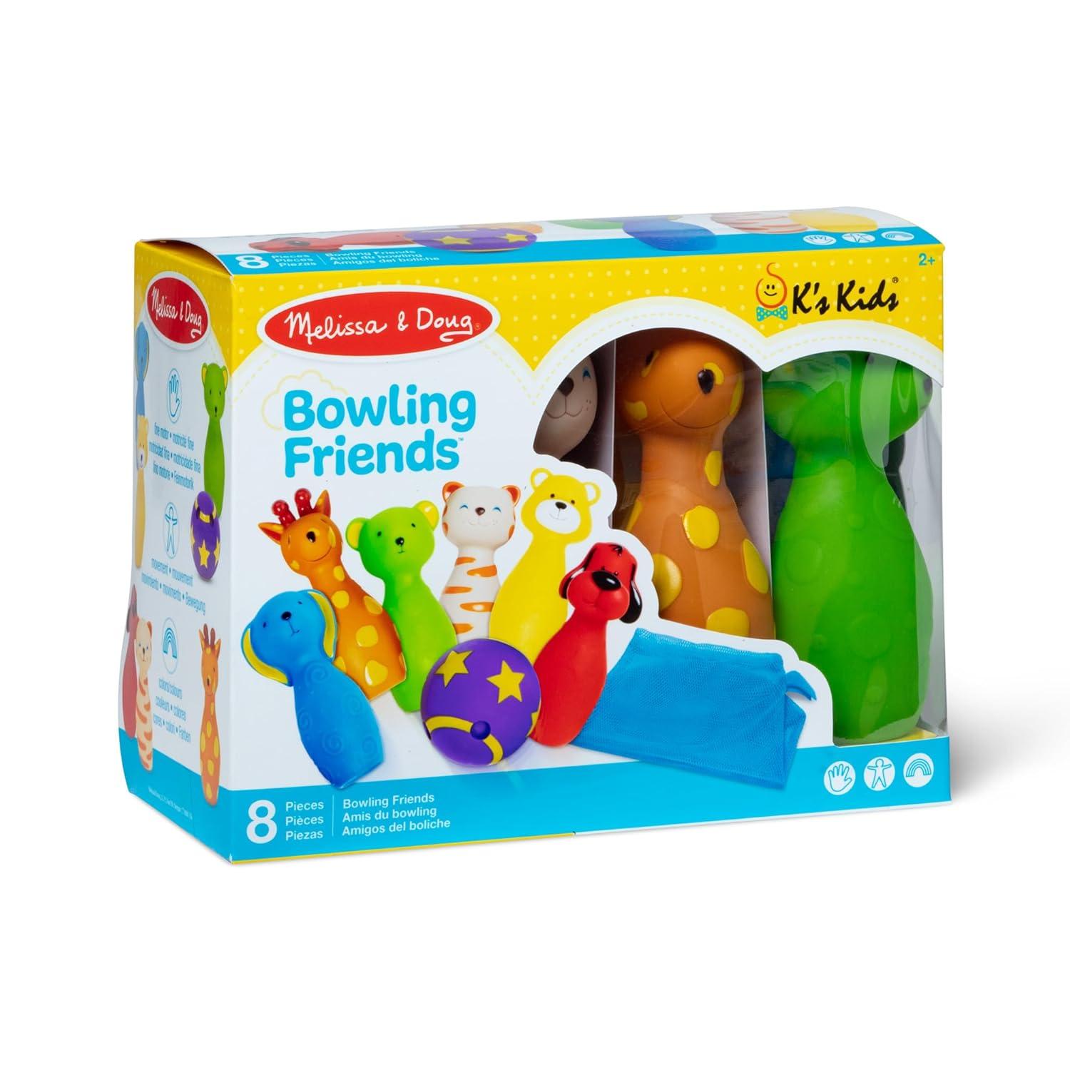 Melissa & Doug K's Kids Bowling Friends Play Set and Game With 6 Pins and Convenient Carrying Case