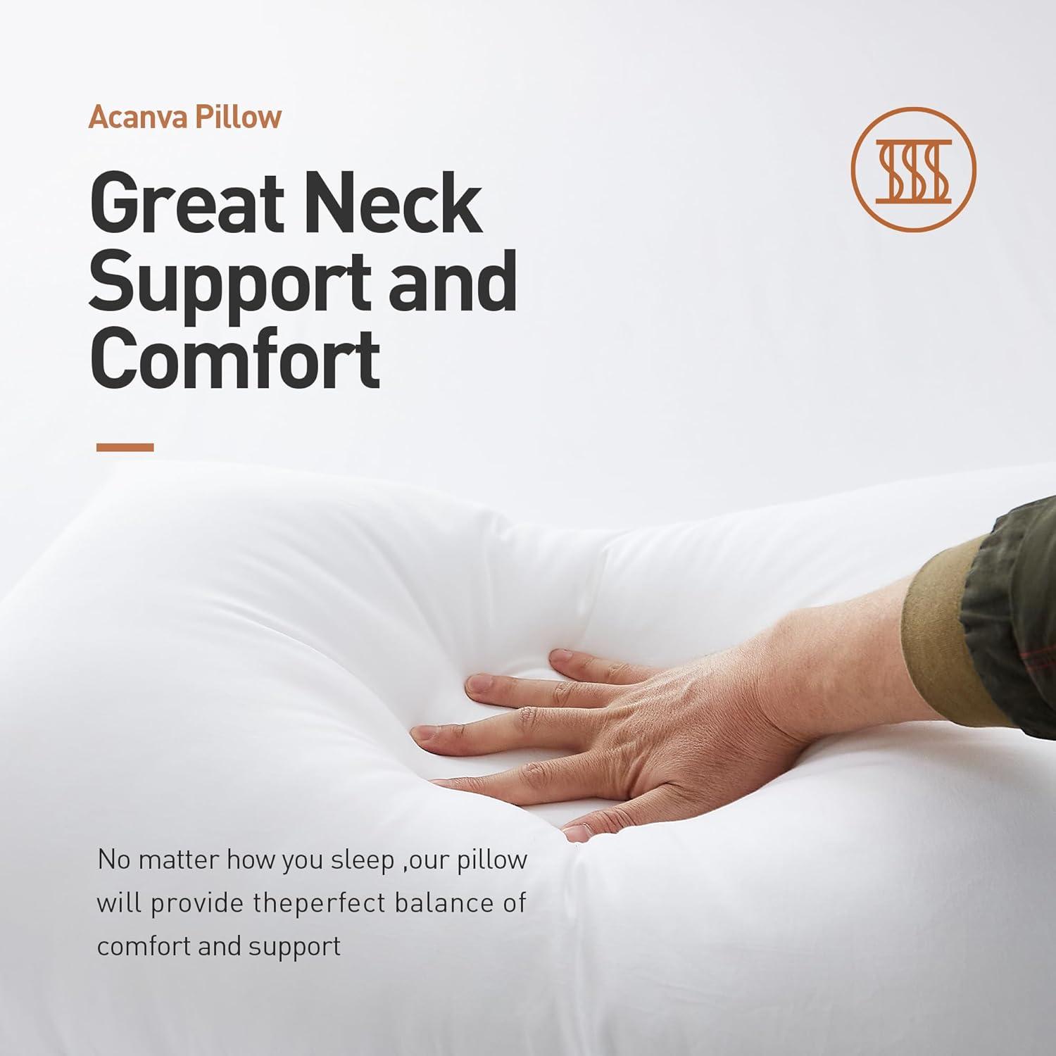 Acanva Hypoallergenic Soft Bed Pillows For Sleeping, Standard, 20" x 26", 2 Pack