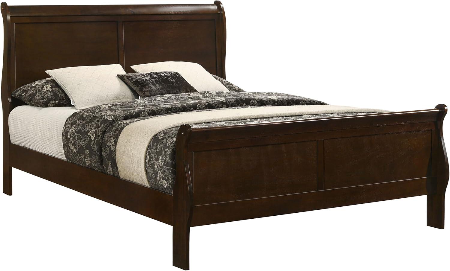 Louis Philippe Full Panel Sleigh Bed Cappuccino