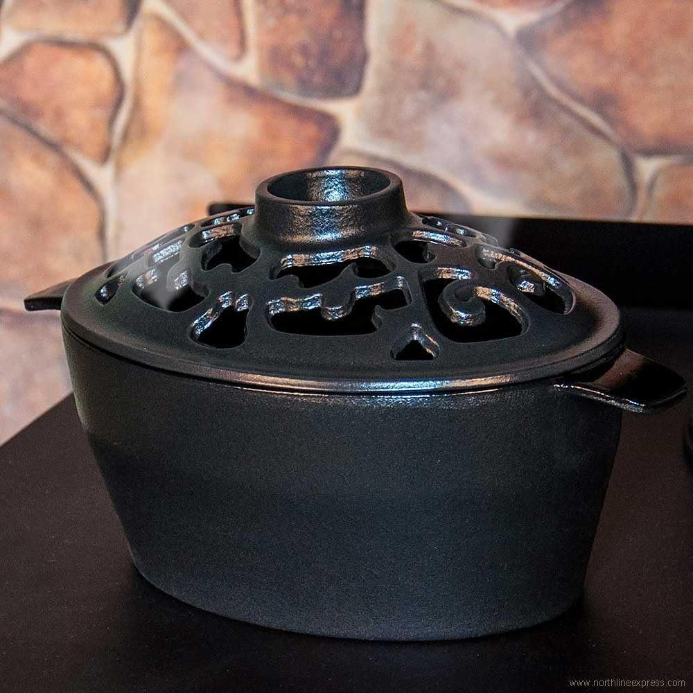 2 Quart Satin Black Cast Iron Filigree Steamer