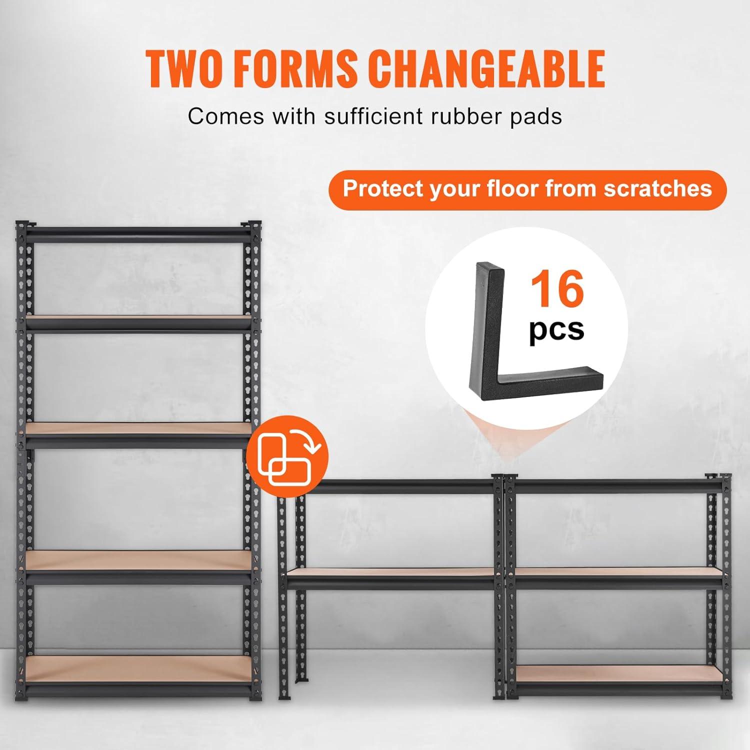 Black 5-Tier Adjustable Heavy Duty Metal Storage Shelving Unit