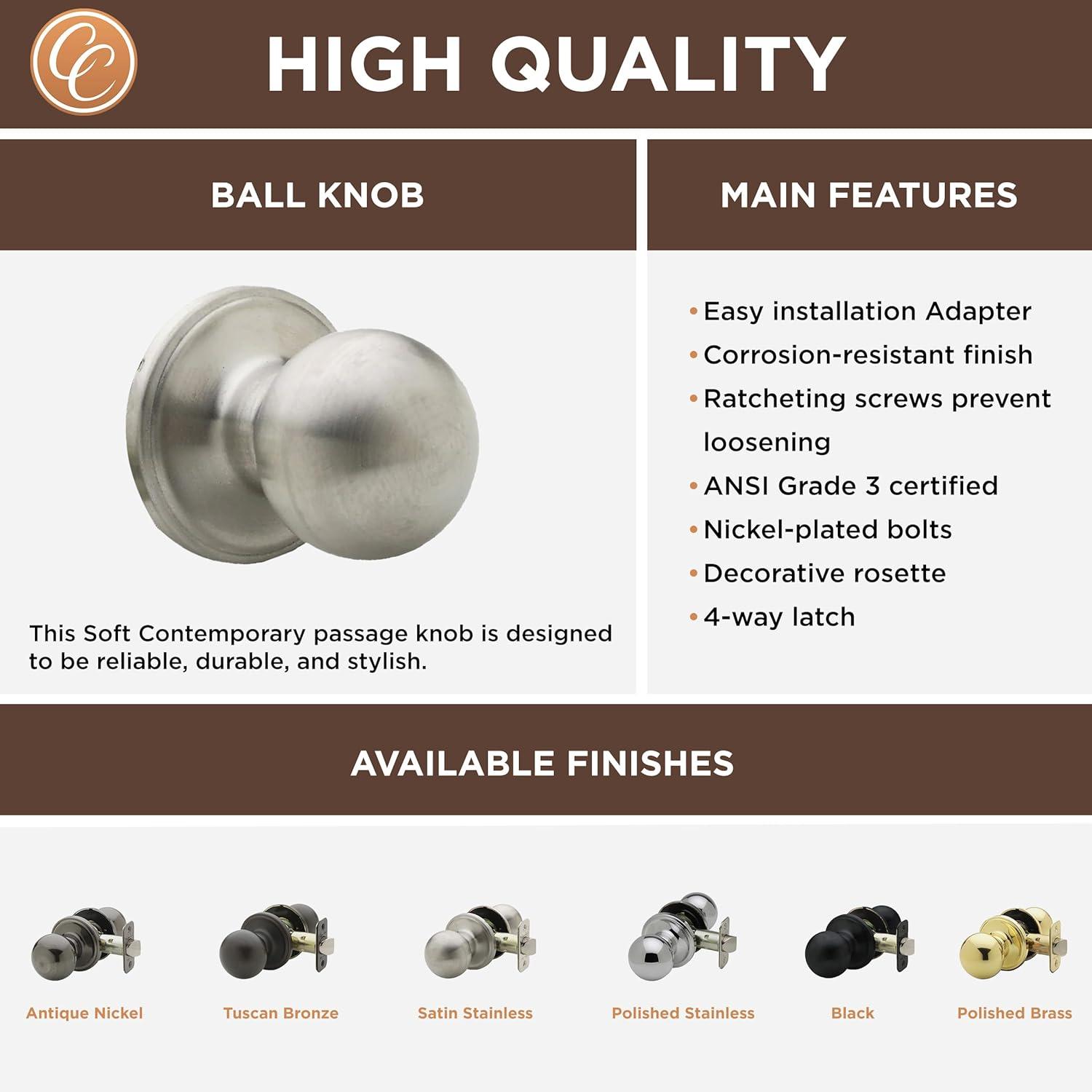 Ball Passage Door Knob with Round Rosette