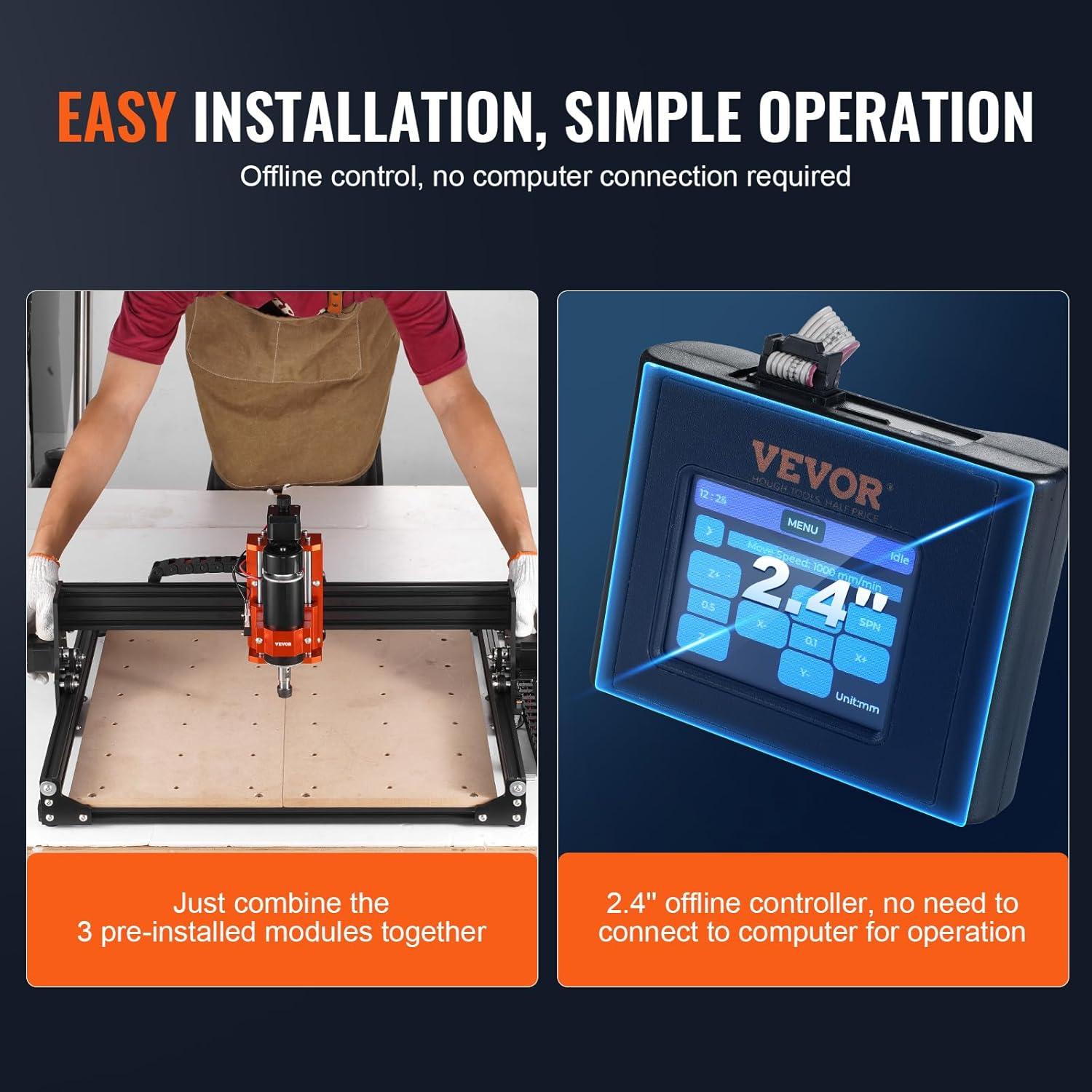 VEVOR CNC Router Machine, 300W, 3 Axis GRBL Control Wood Engraving Carving