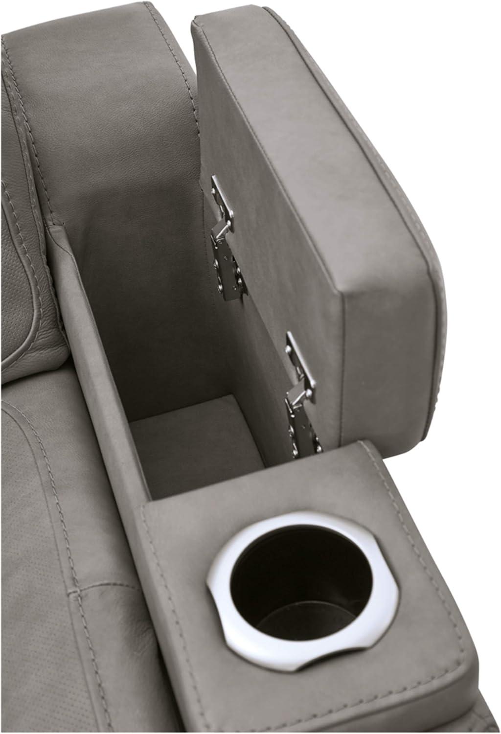 Signature Design by Ashley The Man-Den Leather Power Recliner in Gray