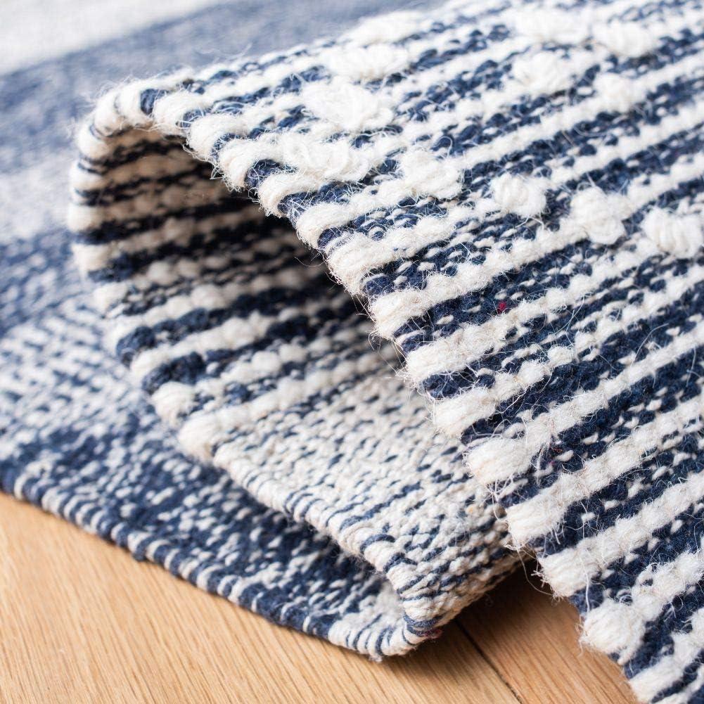Striped Kilim STK522 Hand Woven Area Rug - Navy/Ivory - 8'x10' - Safavieh.