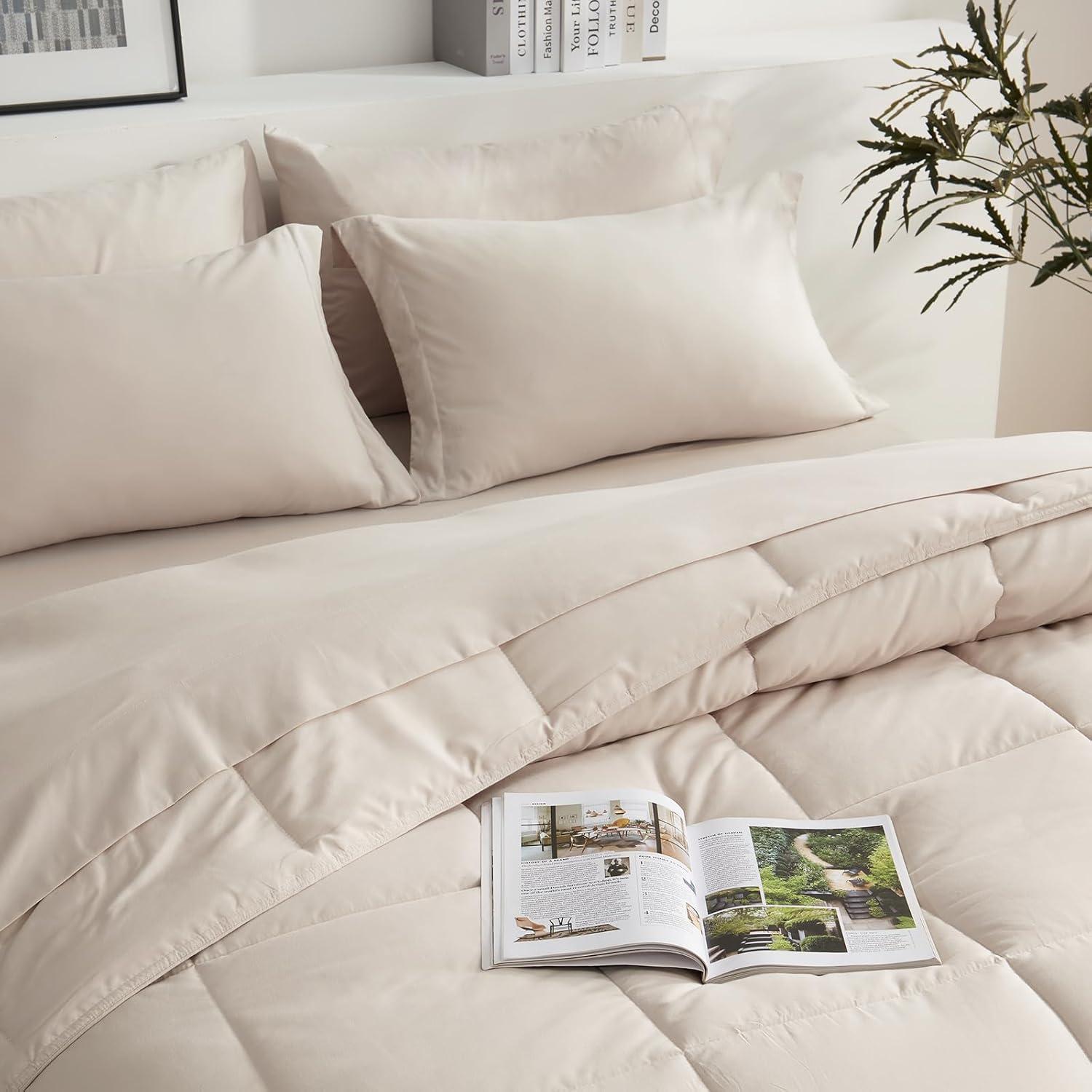 Sweet Home Collection All Season Bed-in-A-Bag 5pc/7pc Solid Color Comforter & Sheet Set Ultra Soft Bedding by Sweet Home Collection