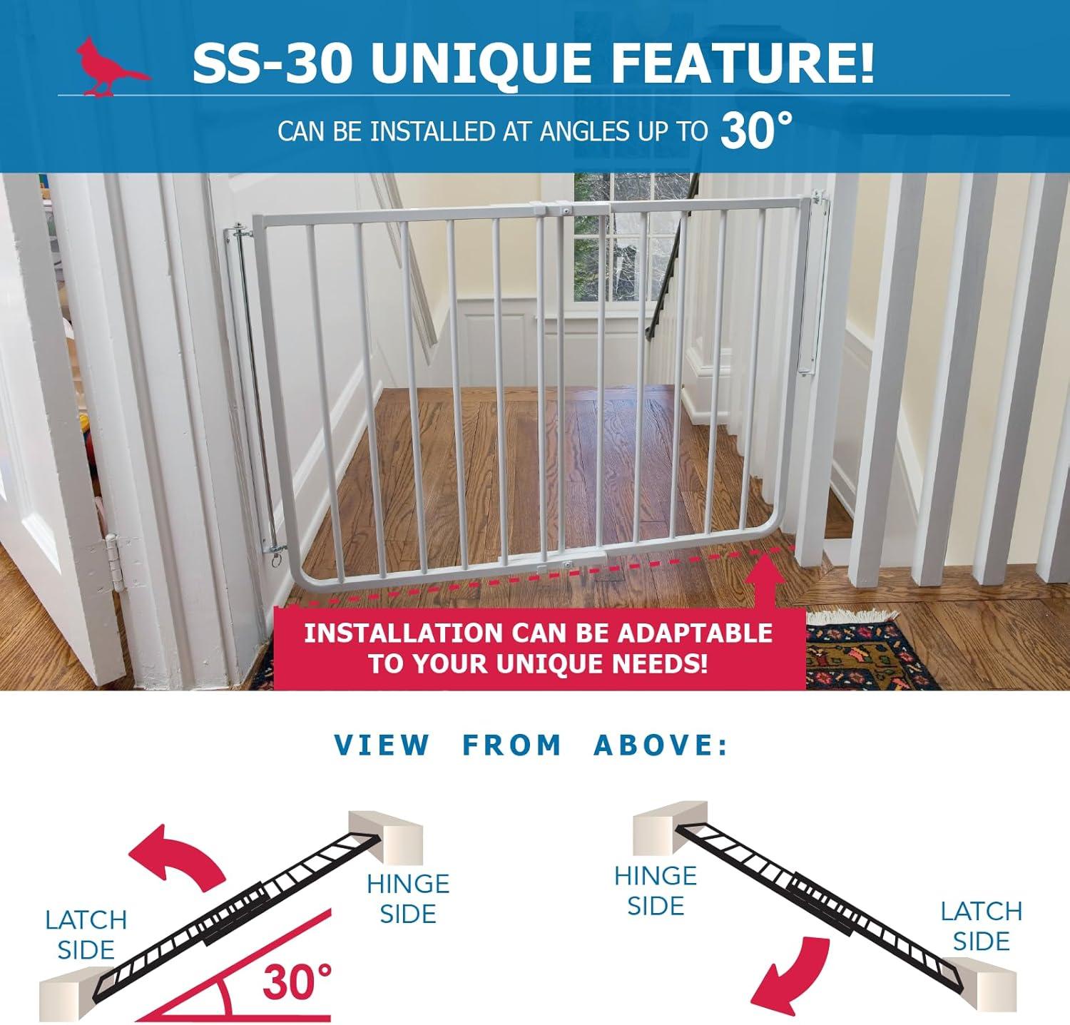 Adjustable White Aluminum Stairway Swinging Safety Gate