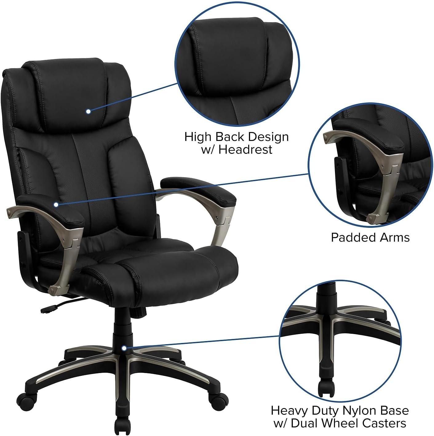 Flash Furniture Hansel High Back Folding Black LeatherSoft Executive Swivel Office Chair with Arms