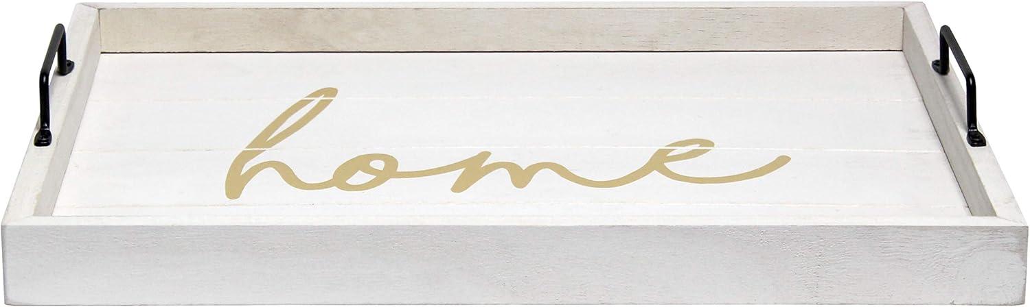 Elegant Designs "Home" 15" x 12" Serving Tray w/ Handles in White Wash