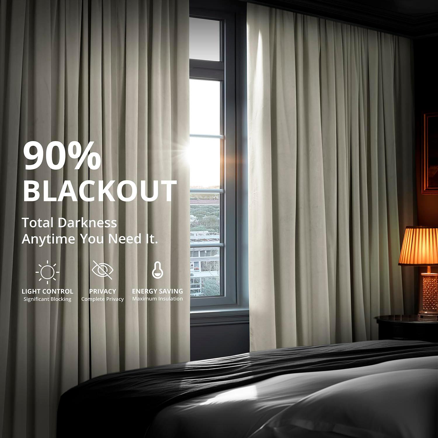 Half Price Drapes Porcelain White French Pleat Signature Velvet Blackout Curtains(1 Panel),50WX 108L