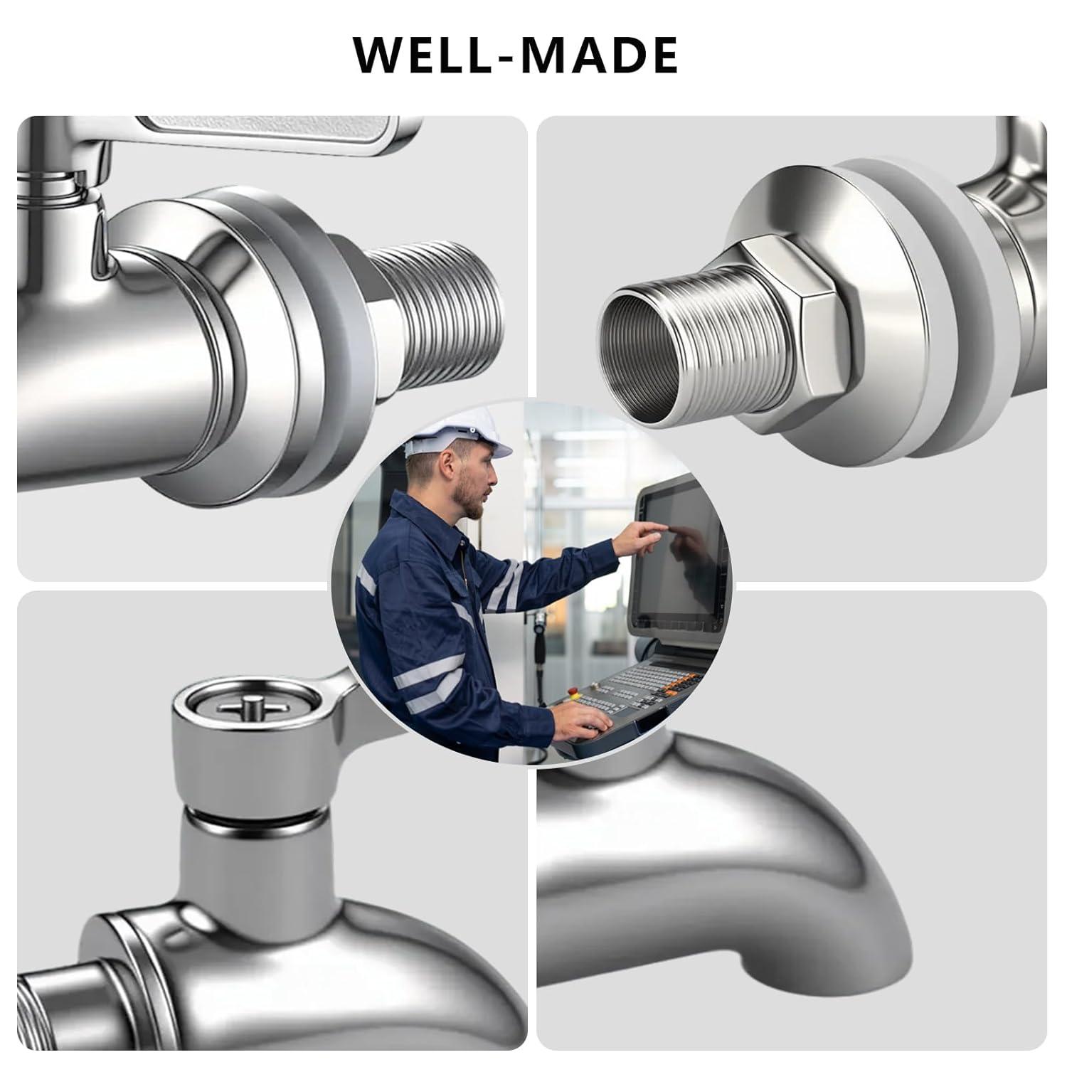 Polished Stainless Steel Beverage Dispenser Replacement Spigot Set