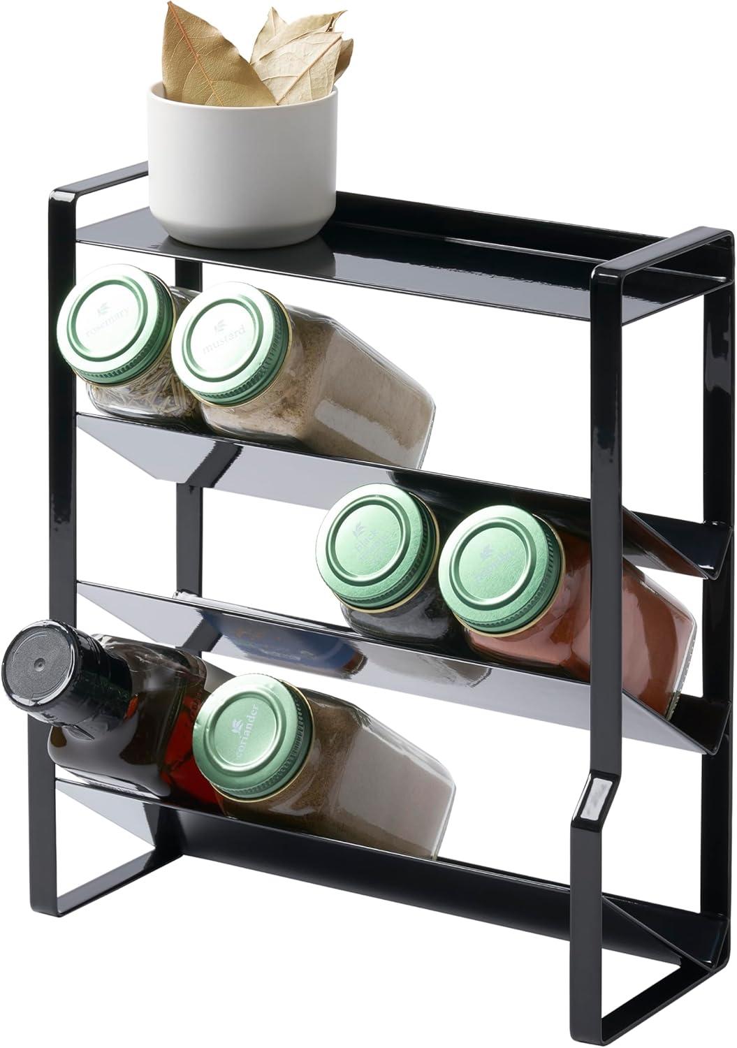 Black Steel Four-Tier Slim Spice Rack