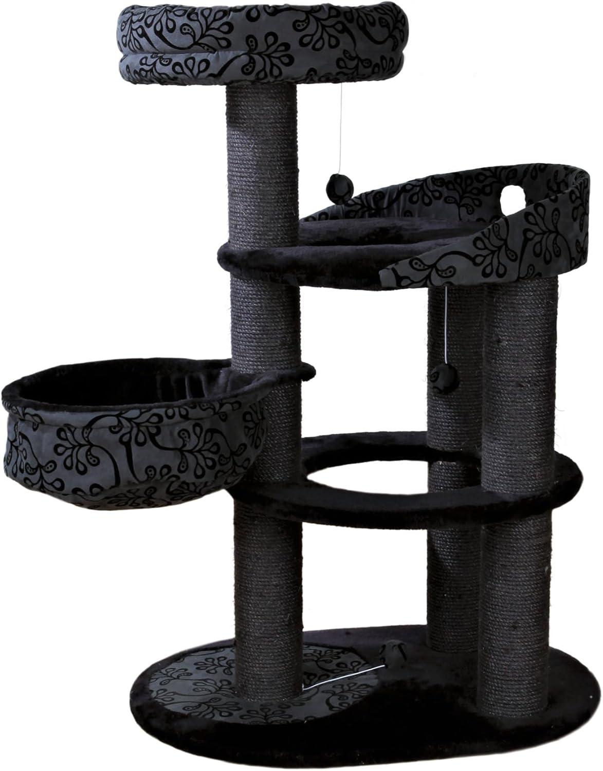 TRIXIE Filippo Plush & Sisal 4-Level 45" Cat Tree, Scratching Posts, Condo & Hammock, Gray