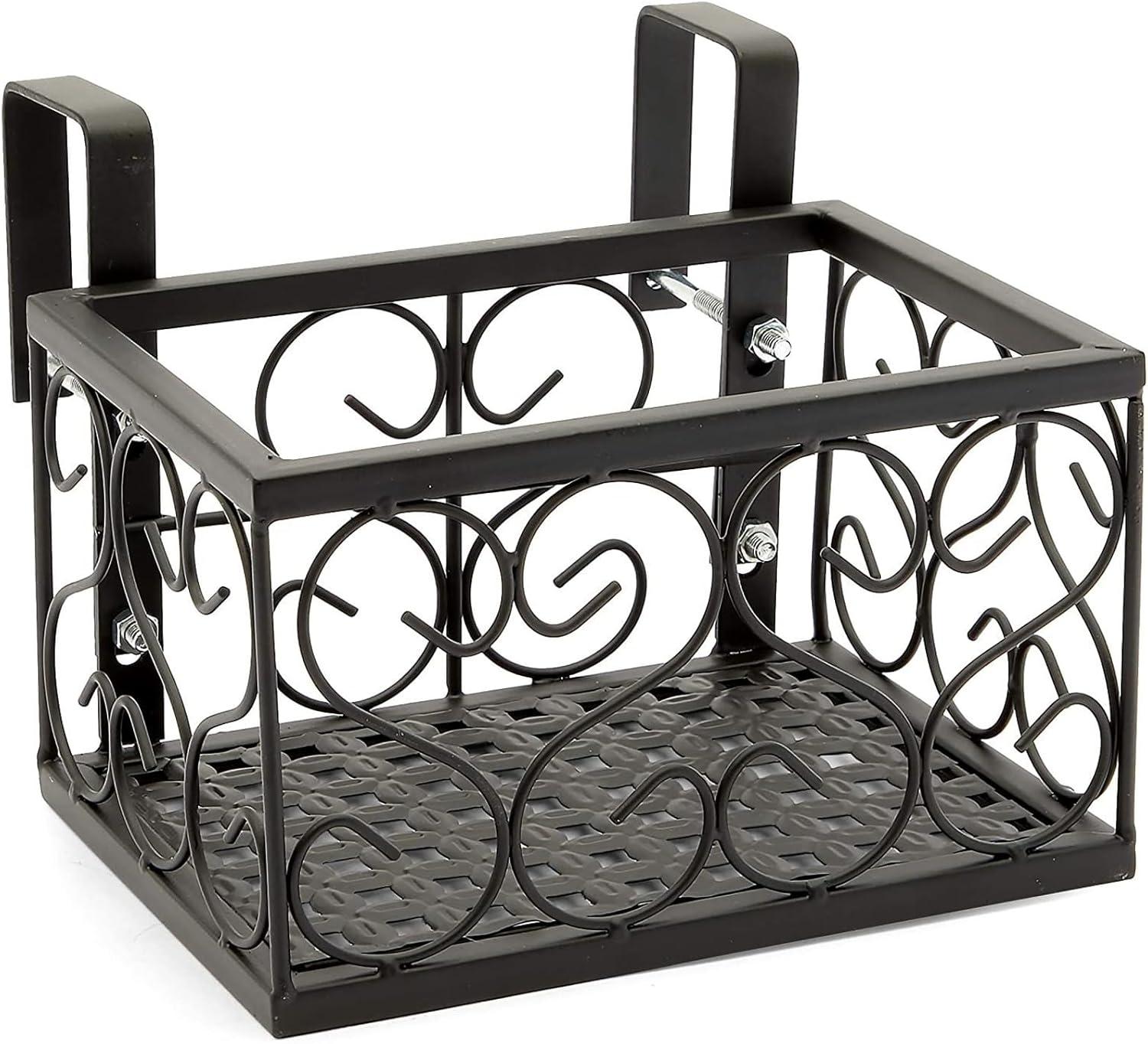 Farmlyn Creek 2 Pack Black Metal Wall Hanging Planter Balcony Patio Fence, Railing Shelf, 2 Sizes