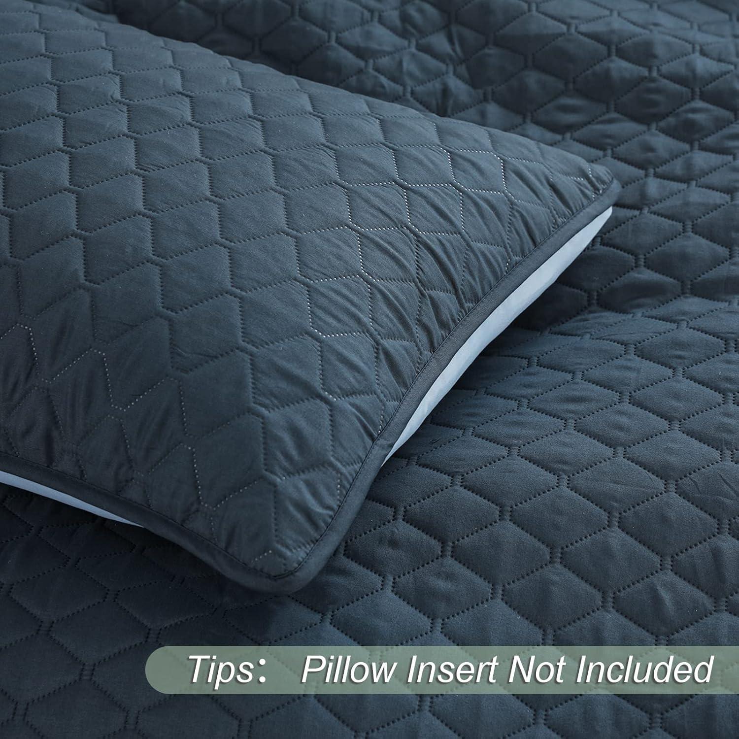 Exclusivo Mezcla Reversible Queen Quilt Set, 3-Piece Lightweight Quilts Soft Bedspreads Bed Coverlets, Navy Blue