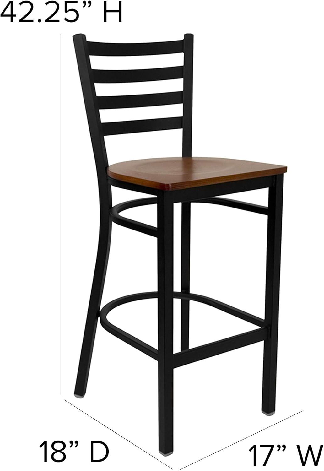 Flash Furniture Black Ladder Back Metal Restaurant Barstool