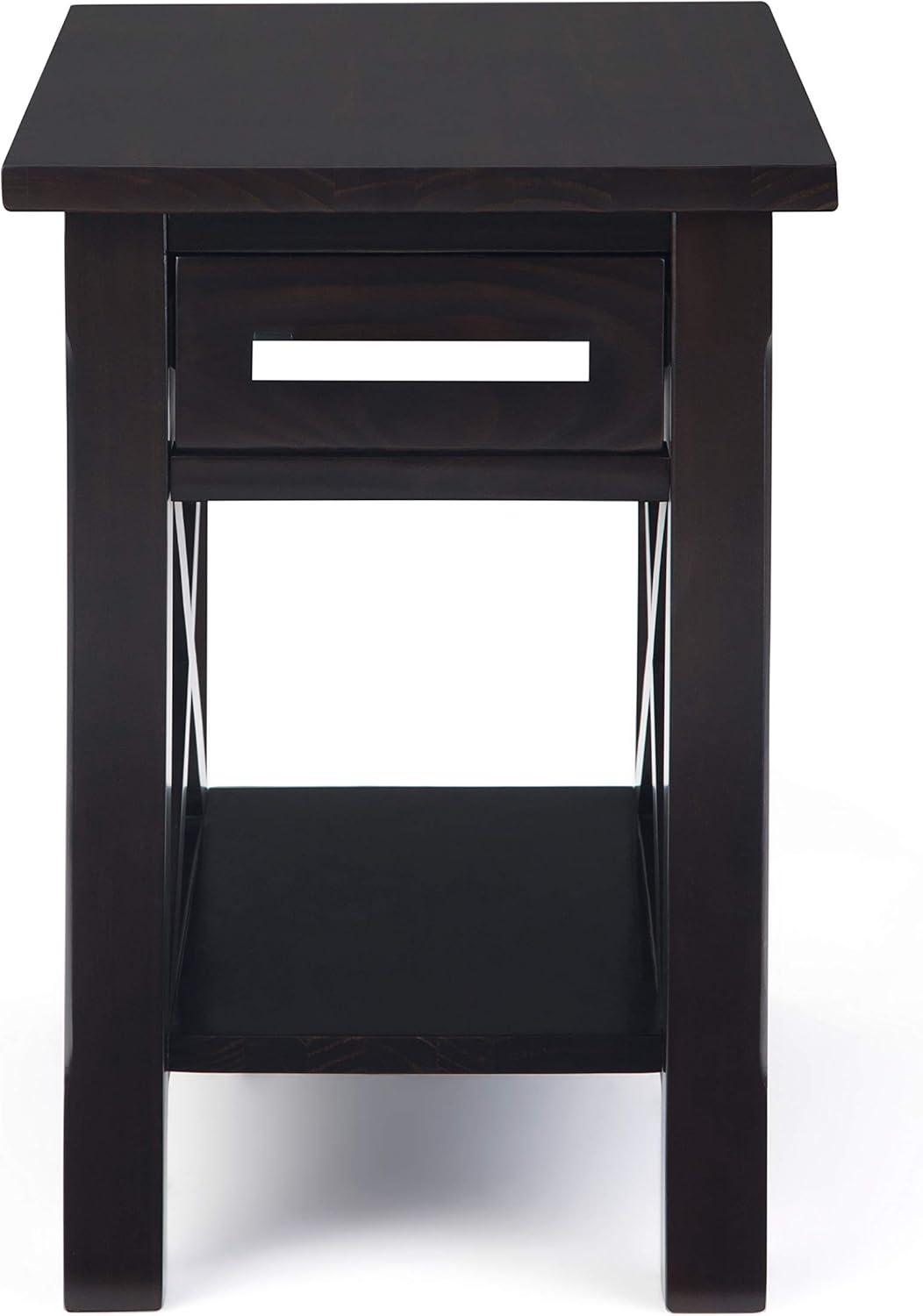 Hickory Brown Wood and Metal Narrow Side Table with Storage