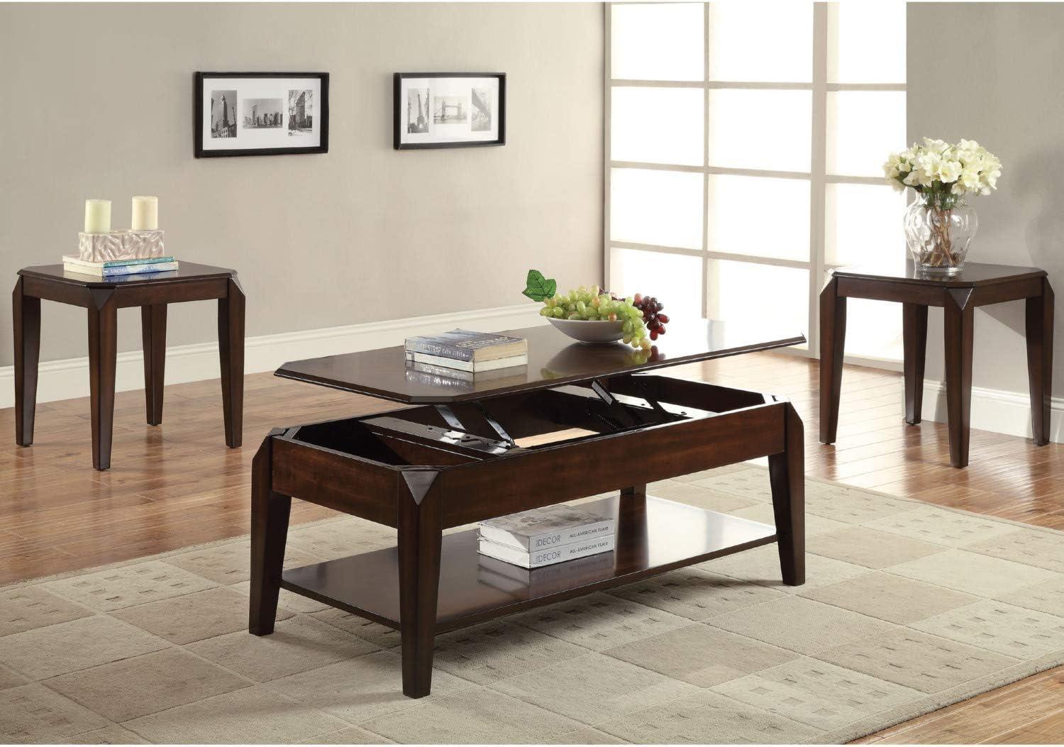 47" Docila Coffee Table Walnut - Acme Furniture: Living Room Furniture with Shelving