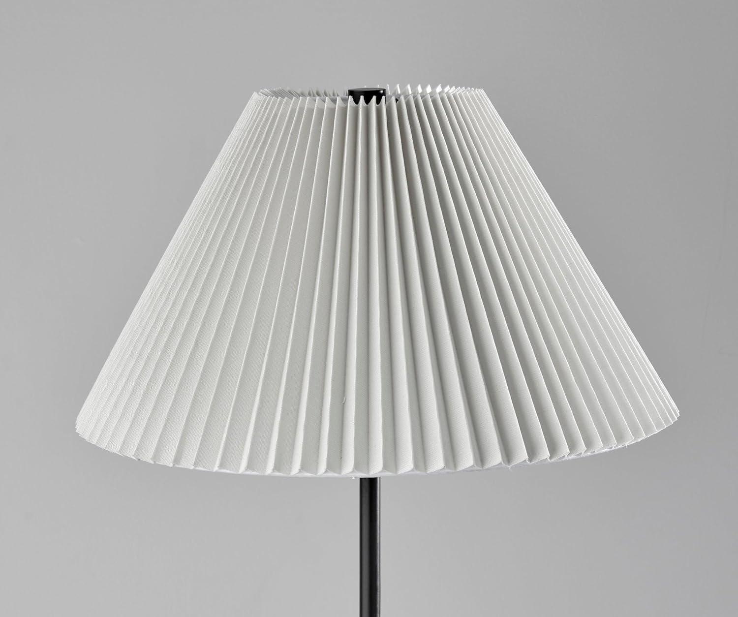 Adesso Jeremy Floor Lamp Black: 60.75" Metal with Linen Shade, 3-Way Rotary Switch, UL Listed