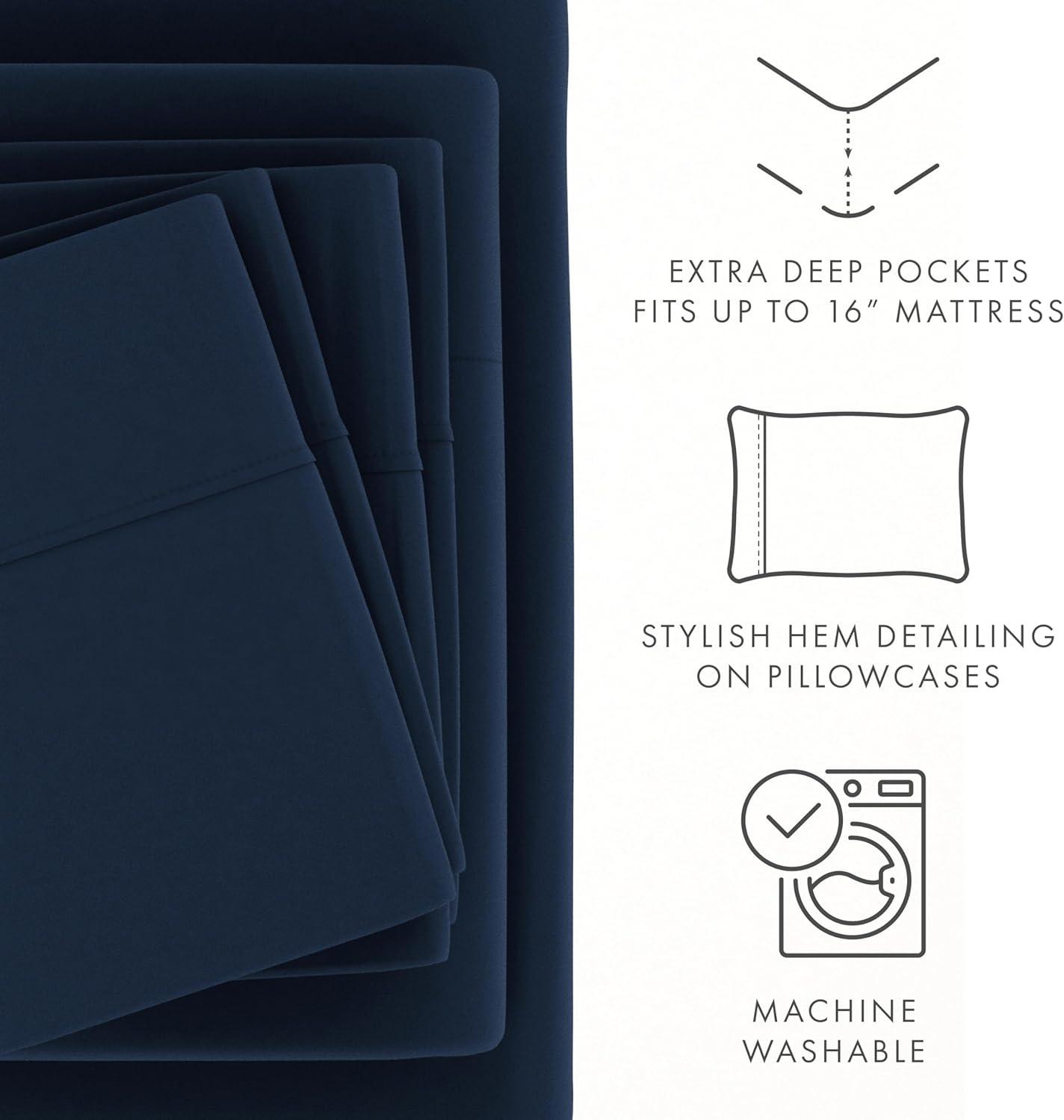 Navy Queen Ultra Soft Deep Pocket 6-Piece Sheet Set